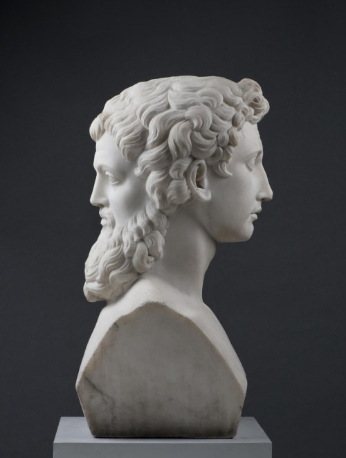 thatshowthingstarted:Anonymous Italian sculptor, “Herm-Bust of Two-faced Janus”,Ca. 1775-1800, Marbl