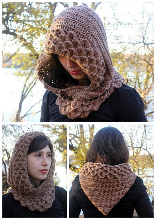 DIY $5.50 Crochet Crocodile Stitch Hood Pattern from Etsy Seller bonitapatterns.You also have p