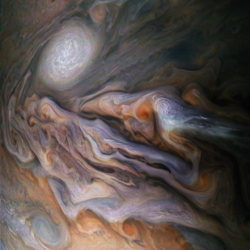 Jovian close encounter. A multitude of magnificent, swirling clouds in Jupiter’s dynamic North