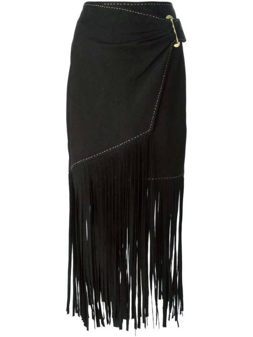 TAMARA MELLON wrap-style fringed skirt