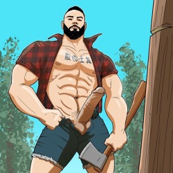 byronpowerart:  Hot lumberjack hunk commission