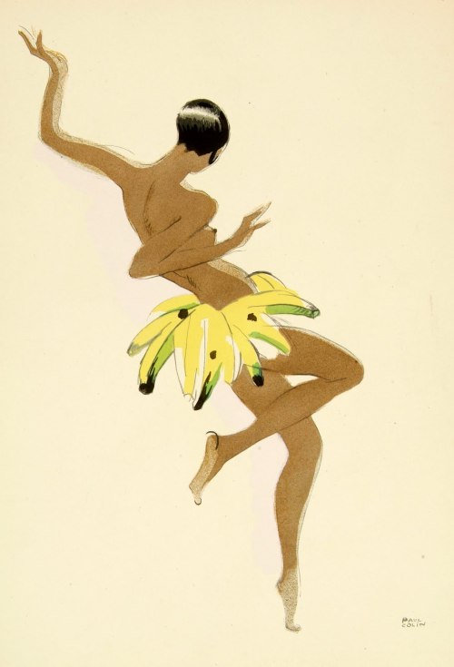 Josephine Baker in Banana Skirt. Paul Colin (French, 1892-­1985). Color pochoir lithographs