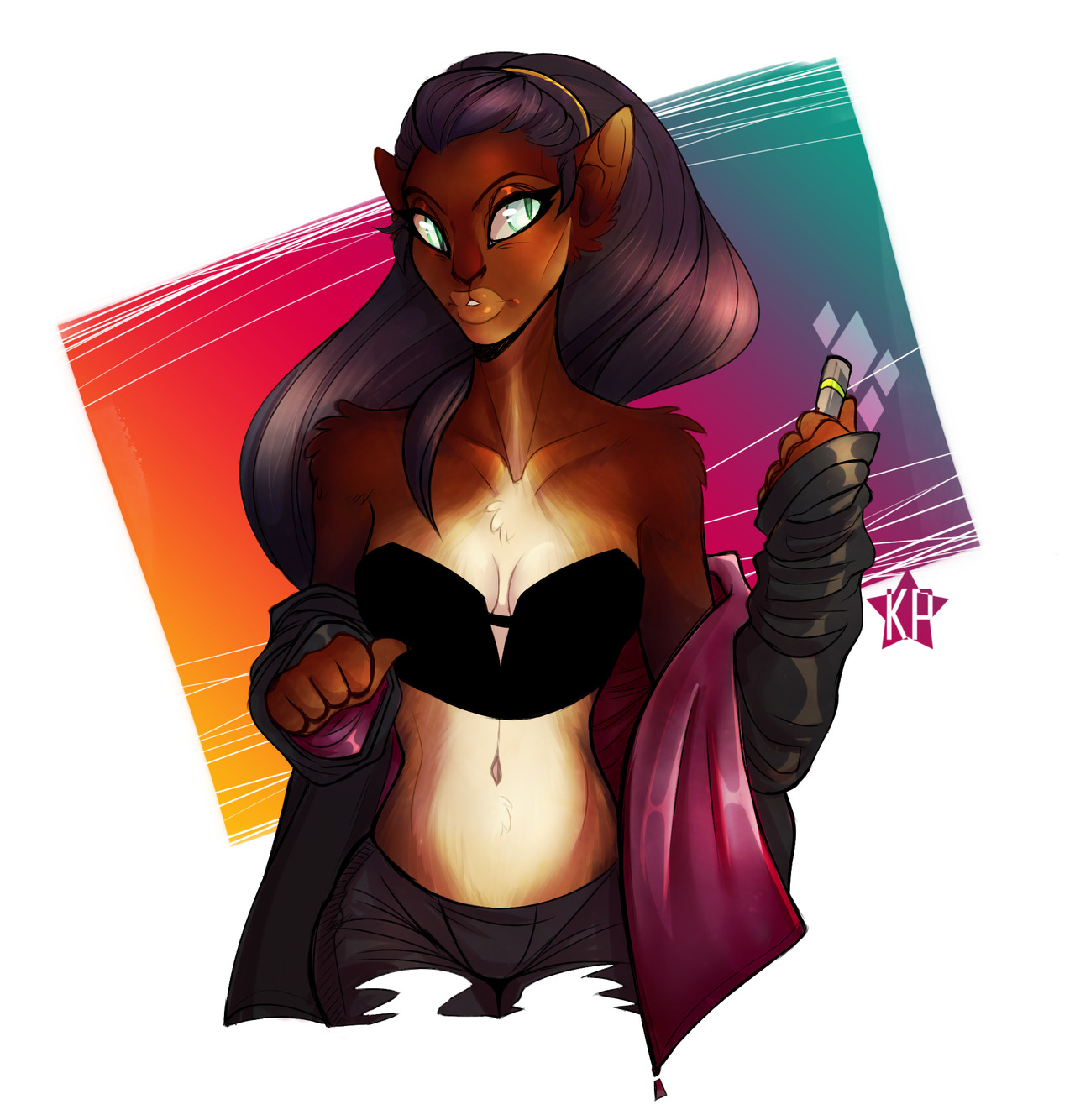 rina-monster: An awesomely coloured cathar commission I did for my May intake!  