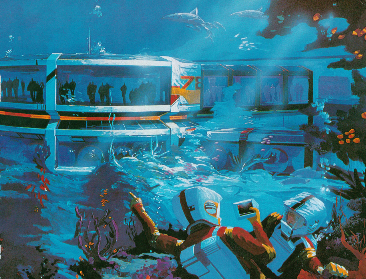 70sscifiart:  Underwater sci-fi from Dino Marsan, Frank Kelly Freas, John Berkey,