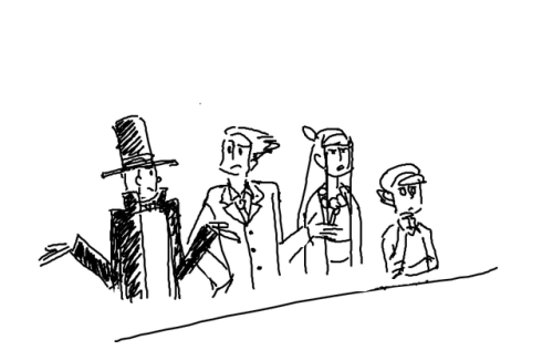 Le Procureur Inquisiteur Dans Prof Layton Vs Ace Attorney Prend BEAUCOUP Dlan Avant De Frapper Son Bureau.