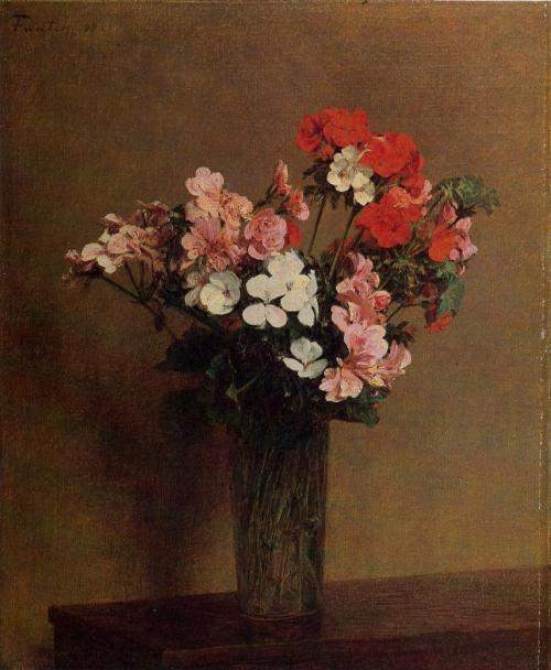 oilpaintinggallery:Geraniums by Henri Fantin Latour, Oil painting reproductions