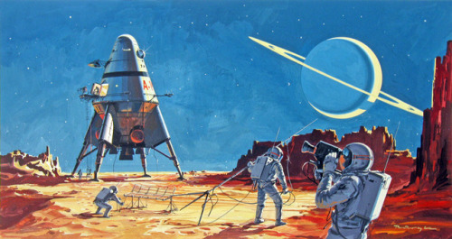 humanoidhistory: Future explorers on Titan, moon of Saturn, illustrated by Klaus Bürgle, 1968.
