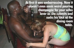 Pouring champagne for you wifes lover doesn’t even seem