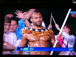 hbicprettyprincess:  Fiji and Tonga flag bearers 😍😍😍😍