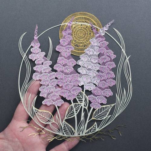 British artist Pippa Dyrlaga creates nature-inspired paper cut-outs that feature tons of intricate d