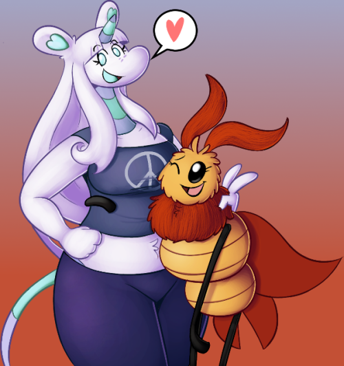 Forgot to post this here! Two Sylvies, featuring @vongulli‘s unicorn Sylvie and my moth Sylvie