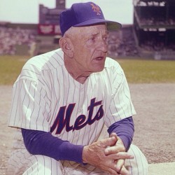 Mets:  #Tbt @Baseballhall Manager Casey Stengel In The Dugout At The Polo Grounds.