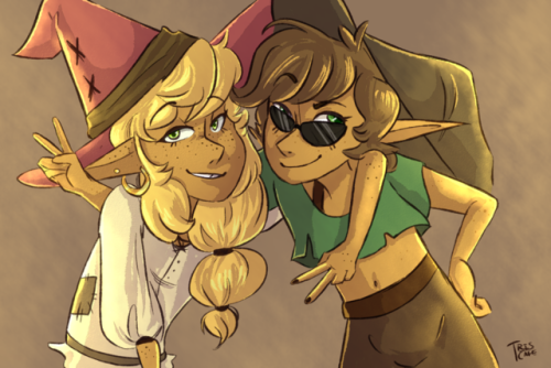 triscuit-cafe: cha’boy and cha’lup! [image description: a drawing of Taako and Lup from 