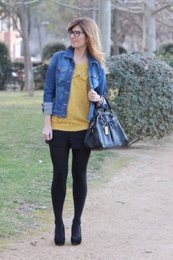 fashion-tights:  Shorts Denim Jacket and