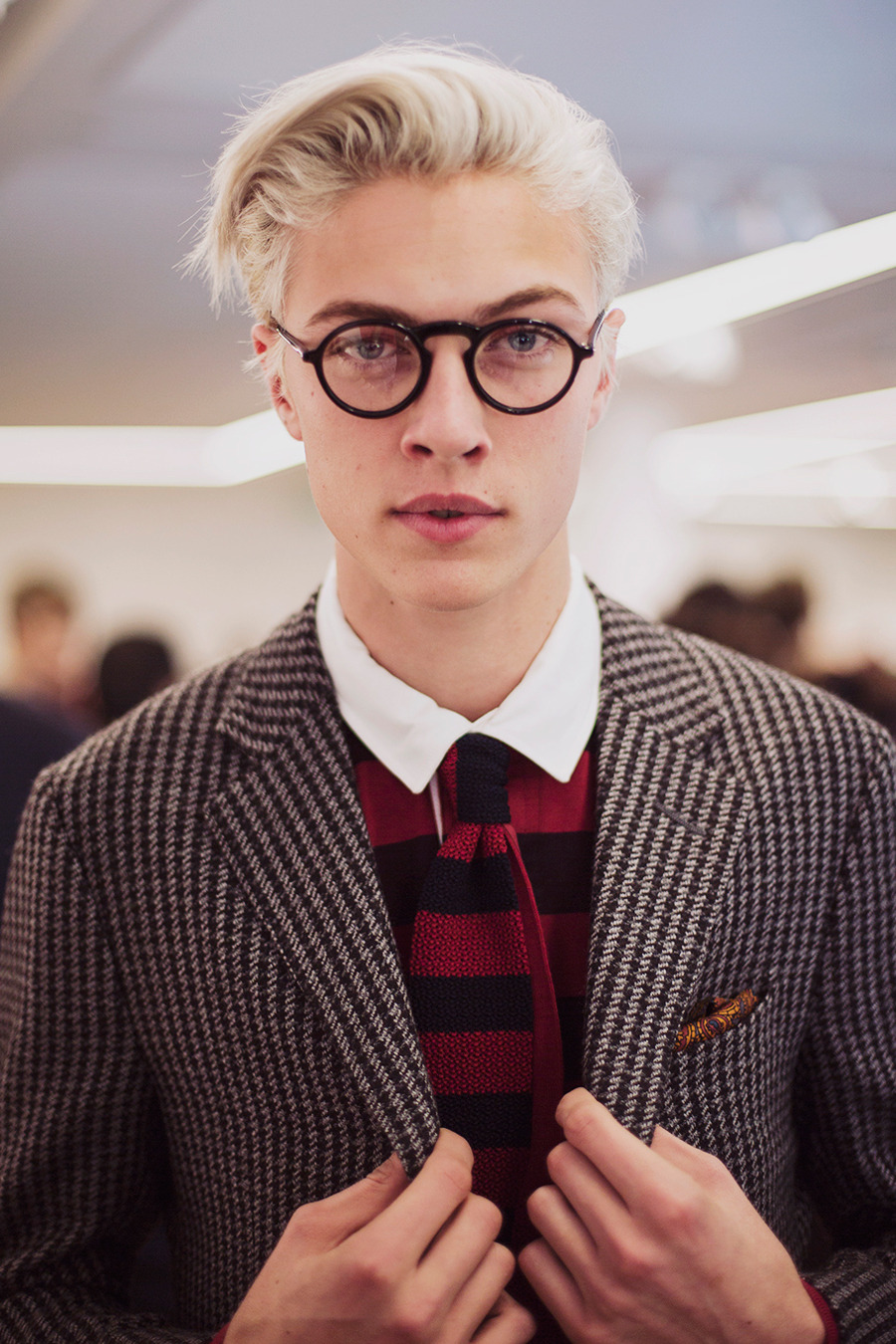 strangeforeignbeauty:  Lucky Blue at Dunhill AW15 Backstage by Ieva Blazeviciute |