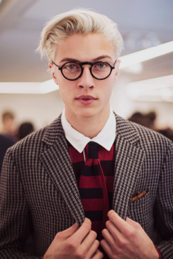 Strangeforeignbeauty:  Lucky Blue At Dunhill Aw15 Backstage By Ieva Blazeviciute |