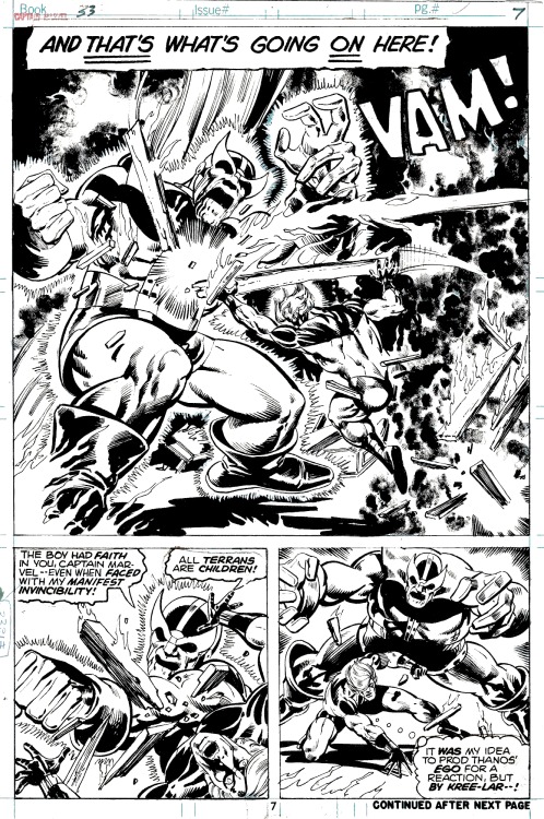 comicartarchive: Captain Marvel 33 pg7 by Jim Starlin One of the best cosmic stories ever!!