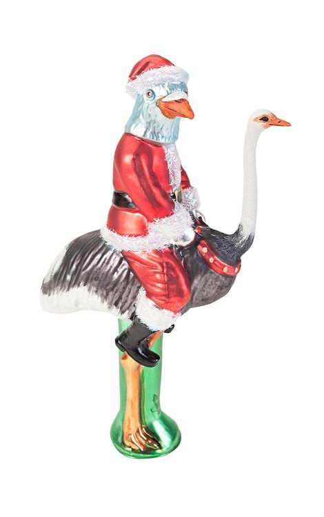 blondebrainpower:Pigeon Santa Rides an Ostrich - Tree Topper