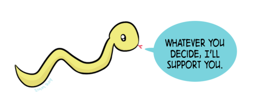 positivedoodles: [drawing of a yellow snake saying “Whatever you decide, I’ll suppo