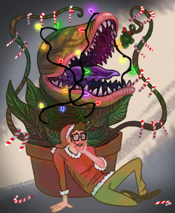 professorbeesart: Hurry under the mistletoe!