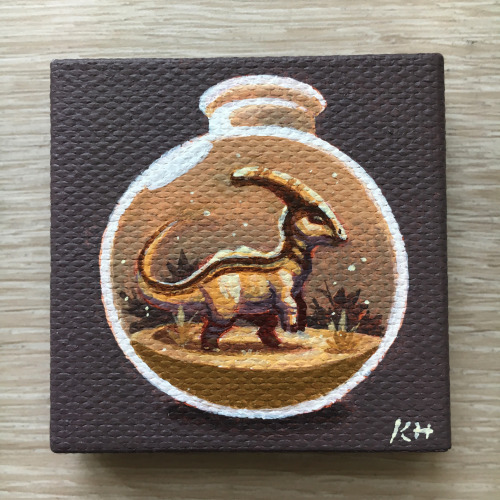 kevanhom: Here are the last three 2″x2″ ‘Fossil in a Bottle” paintings that I made this year.  This 
