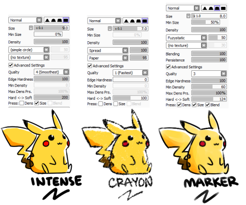 jen-jen-rose:some of my pen settings in SAI !