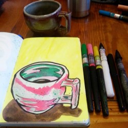 Drawing the coffee cup. #mattbernson #artistsoninstagram