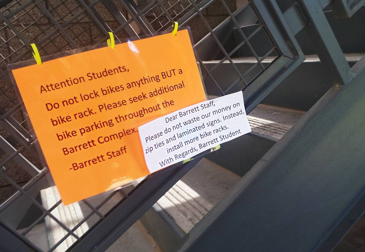stunningpicture:  Student responds to the staff notes placed around my college campus.