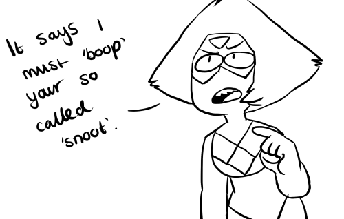 draggems:    Pearl finds out that nobody can resist her snoot   Edit: i am afraid i could not add a jasper gem snoot as her nose is CRACKED AF   @slbtumblng boop it~ ;3