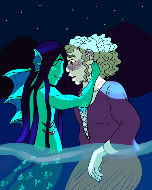 im writing a novel featuring a mermaid romance, so ofc i had to draw my girls Iris and May!