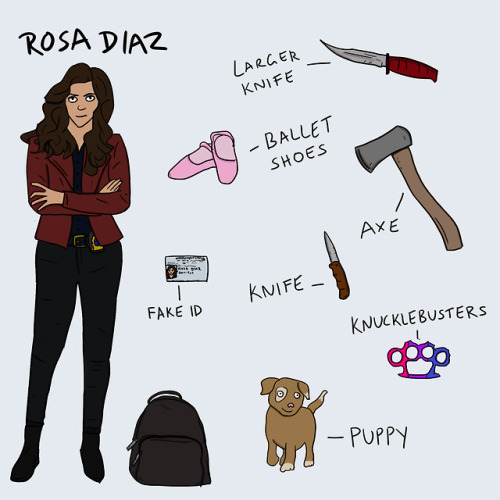 fleamontpotter:99! The gang and what’s in their bags. As always, zoom in for details :) 