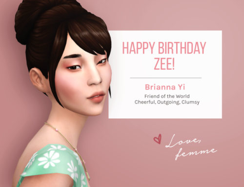 In celebration of @zx-ta‘s birthday last month @mlyssimblr, @teanmoon, @femmeonamissionsims and @sim