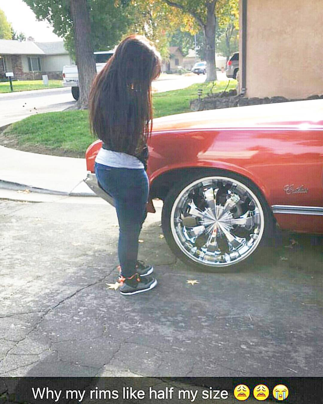 When she&rsquo;s only 4'11 and her rims are half her size!! ðŸ˜ðŸ˜ðŸ˜ðŸ˜