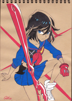 galoupop:  Let’s end 2015 with with a few Kill la Kill fan arts, drawn on kraft paper with poscas. They’re availables on my http://galoupop.tictail.com/ shop!  Thank you SO much for your support and messages this year. Have a great lovely festive