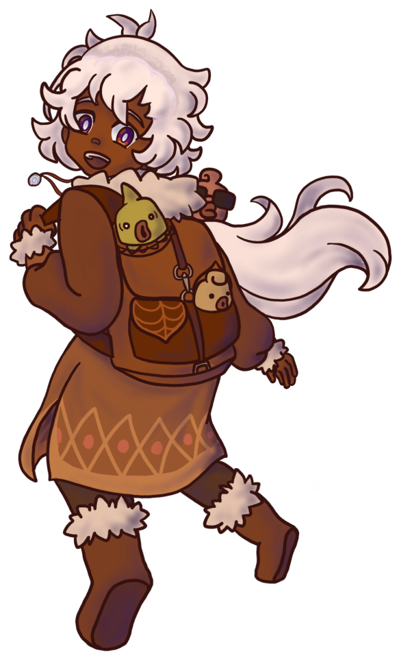 Drew @fekatsitras Postknight OC Kemiri In An Outfit And Backpack, Reposting It Here