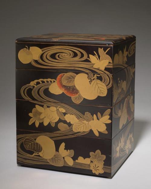 mia-japanese-korean:Four-tiered box decorated with fruits, leaves, and foliage, Unknown Japanese, early 20th century, Mi