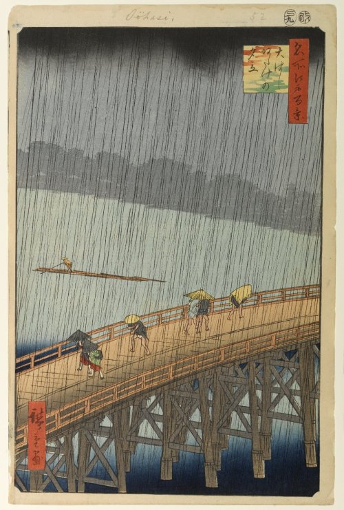 moreroom4happiness:Vincent Van Gogh 1853-1890, Dutch “Bridge in the Rain” 1887 And Utagawa Hiroshi