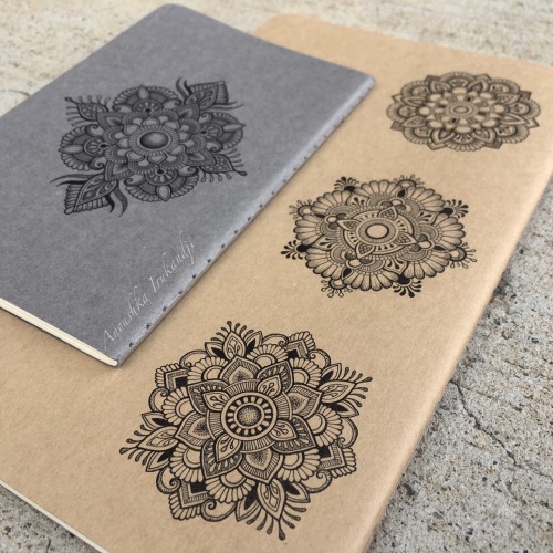 These two are available in my shop right now! Mini Mandala Moleskines-check them out on: www.irukand