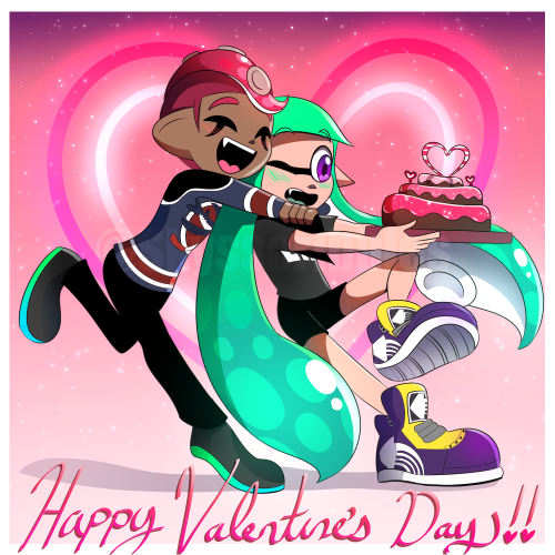 skyplayssplatoon:Jack and Nocchan wish everyone a very Happy Valentine’s Day!!Nocchan belongs 