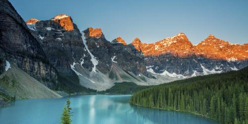 amazinglybeautifulphotography:  A Canadian Classic - Sunrise at Moraine Lake [2144 x 1072] [OC] - Author: yeger-meister on reddit