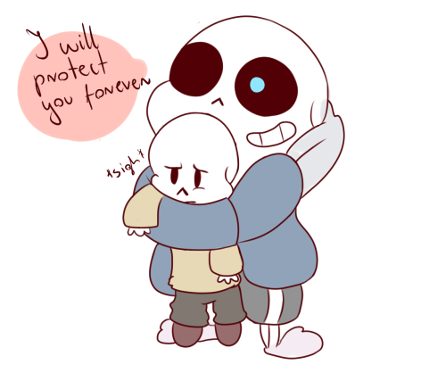 whitex-ssy:Just image it! Sans protect Paps for ages ;w;Loool I can totally see him doing that x