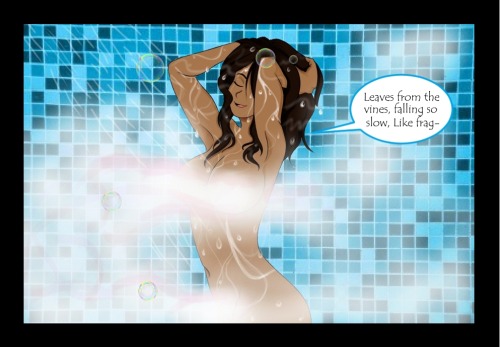 makorrahentai:  curiouslyxinlove:  (basically head cannon that Korra can sing very well) This is like a comic i’m doing in the making, this is panel one, omg whats gunna happen next leeeeel  yeeees! Makorra shower comic?   < |D’“’