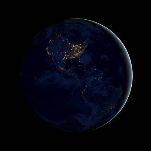 NASA images show the Earth seen at night, assembled from data acquired by the Suomi National Polar-O