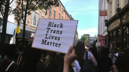 bi-trans-alliance:  Nottingham, England,   17 July 2016  (source) {Image Description: 3 photos of signs reading “Black Trans Lives Matter”,  “Black Bisexual Lives Matter”, and “Black Queer Lives Matter”.} (caption by @ya-pride) 