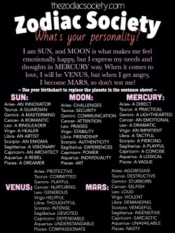 Sun in Leo, Moon in Libra, Mercury in Virgo, Venus in Cancer, and Mars in Aquarius. So a Friendly, impatient, nurturing, and unavailable Ringleader. Damn&hellip;I am one hot mess of contradictions. 