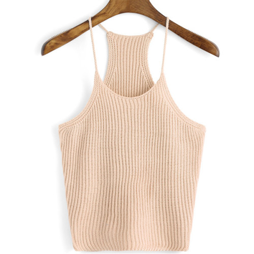 Spaghetti Strap Knit Pale Coffee Cami Top ❤ liked on Polyvore (see more knit shirts)