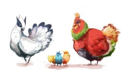 quorgi:  youngjusticer:  A bunch of birdies. Chickens, by Alexandre Ka.  I LOVE THEM  Chickens!