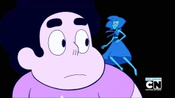 charlesoberonn:  I saw this screenshot and it looks like there’s a tiny Lapis in Steven’s shoulder like a little-angel thing. Except her moral guidance would probably be terrible. She’s probably be like “Did you try running away or secluding