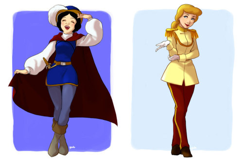 skunkandburningtires:  Disney heroine costume swaps by the intimidatingly talented deviantArtist godohelp. To see more of godohelp’s delightful Disney fan-art, click here.