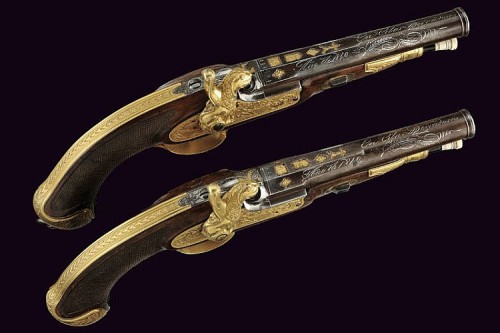 peashooter85: A pair of Spanish made percussion pistols produced in Eibar for the Chinese marke
